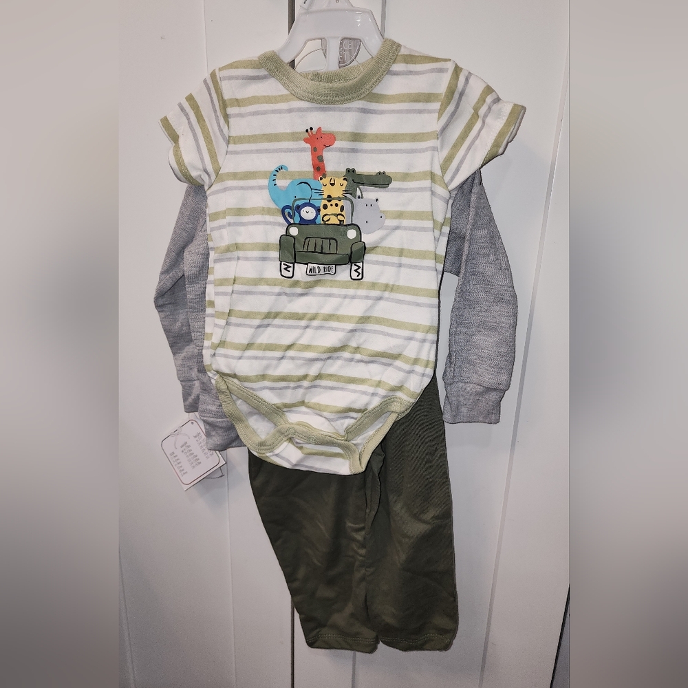 Quiltex Kids Matching Set - Green and Gray